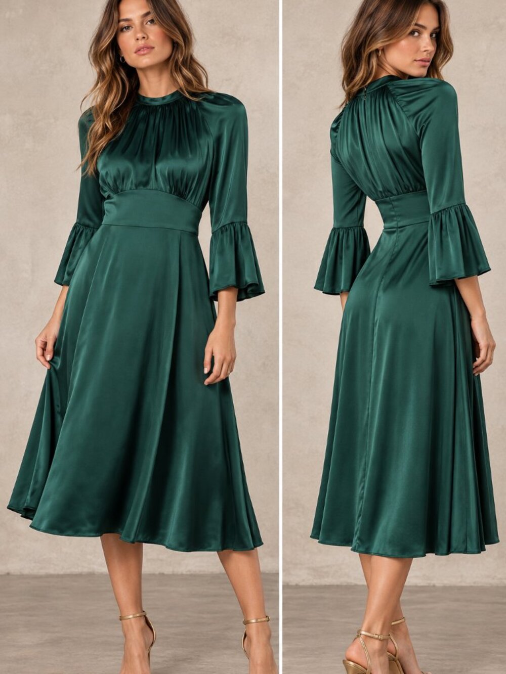 NEW LK Bennett Shirred Silk Midi Dress Size 8